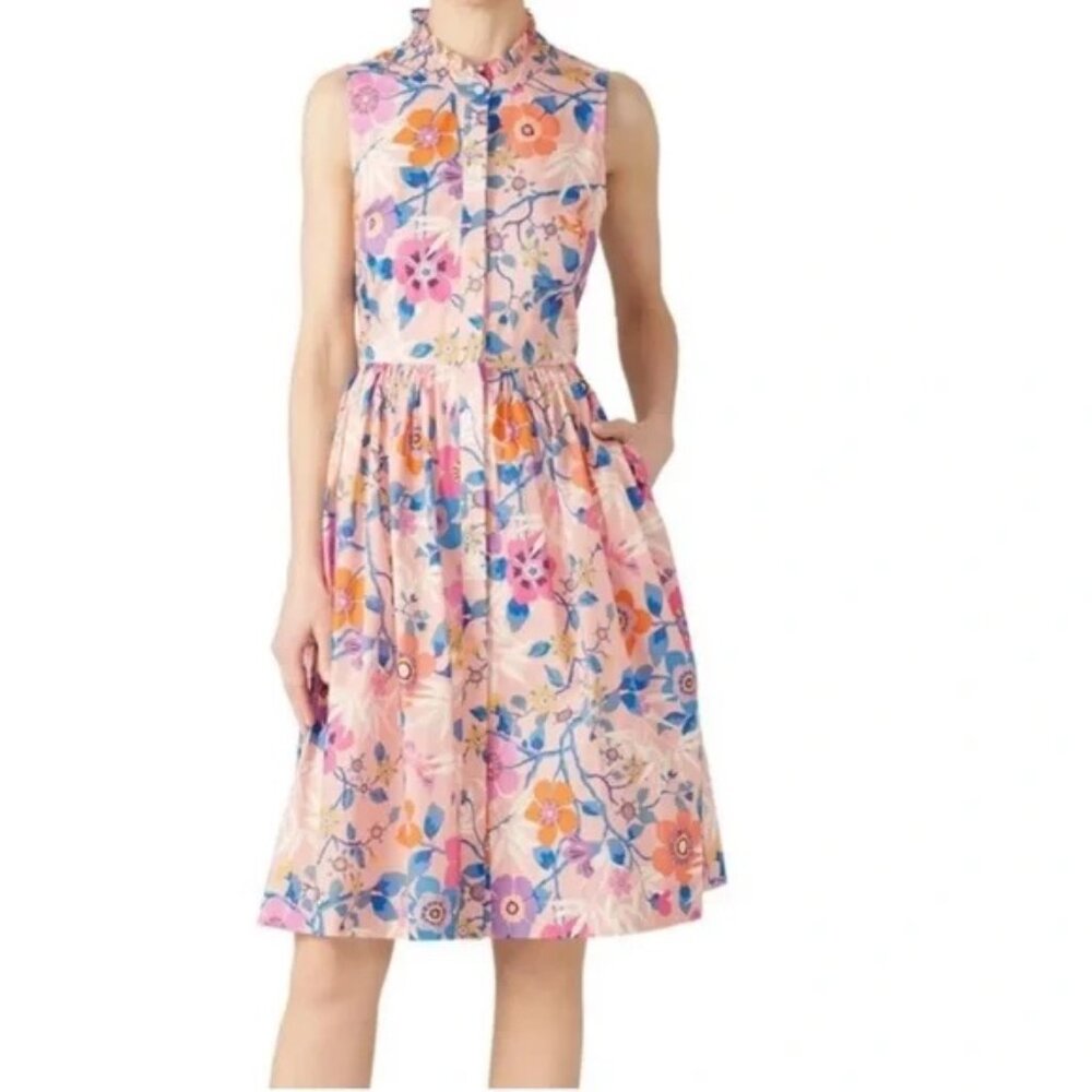 J. Crew Liberty Fabric Vibrant Floral Button-Down Midi Dress Size 4 - Picture 4 of 10